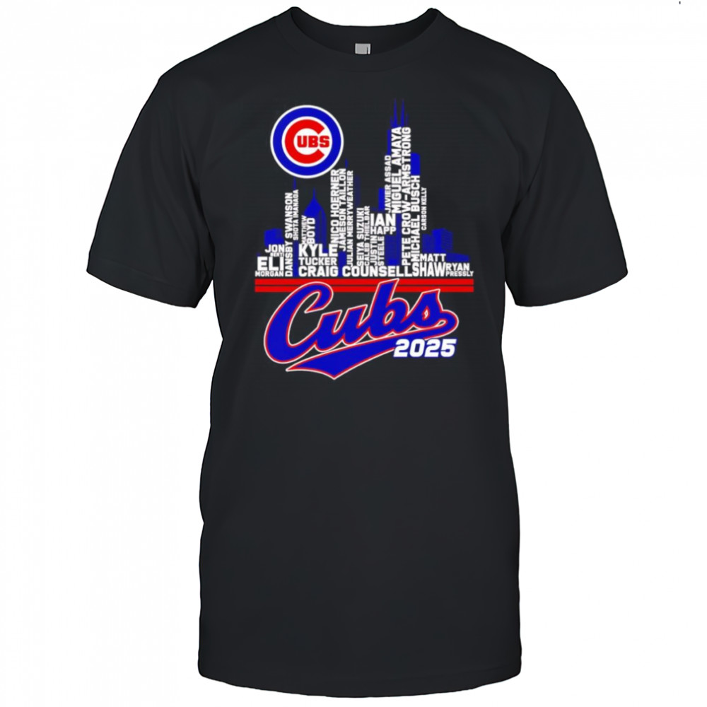 Chicago Cubs 2025 skyline name shirt