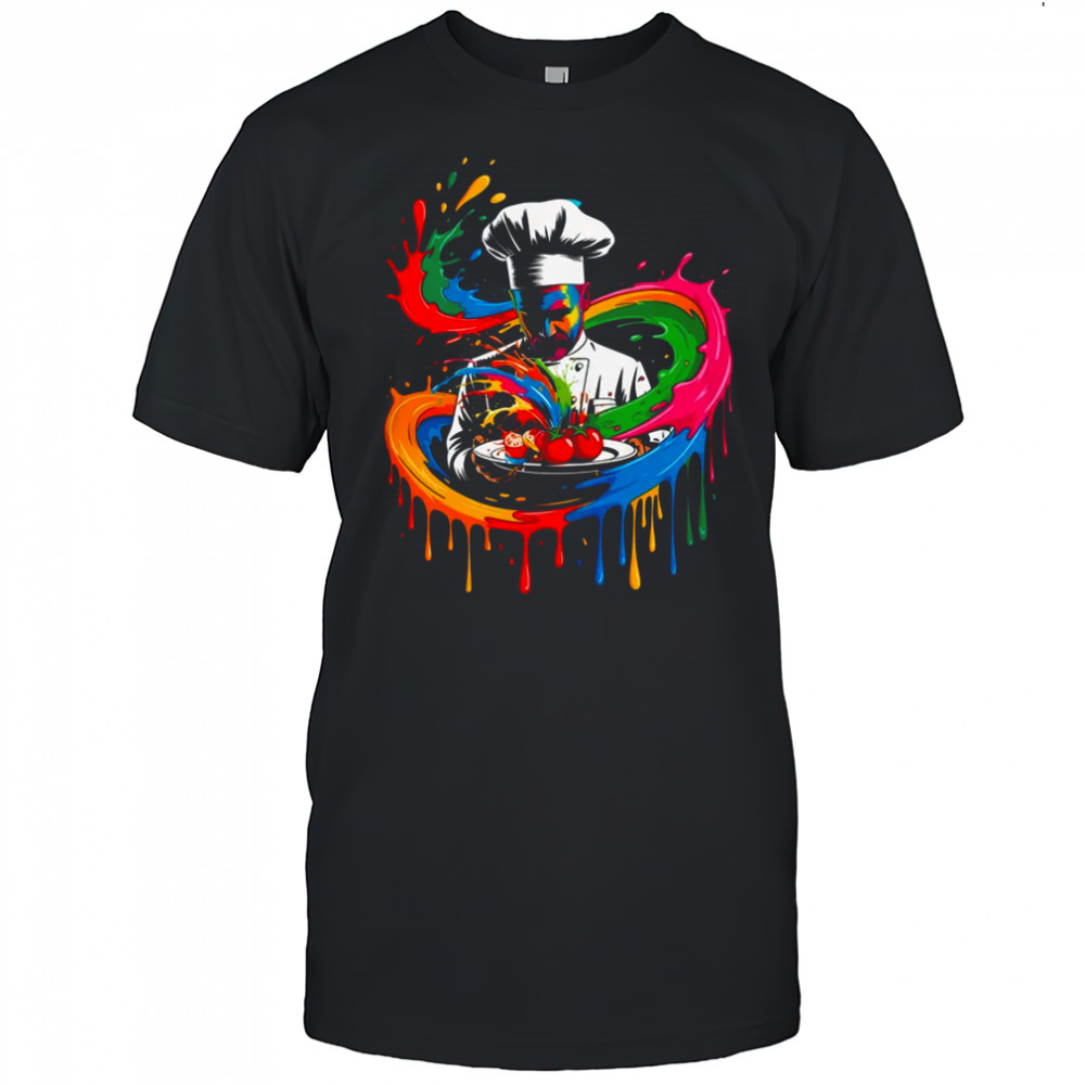 Colorful Chef Design With Splash Art Kitchen Cooking Lovers shirt