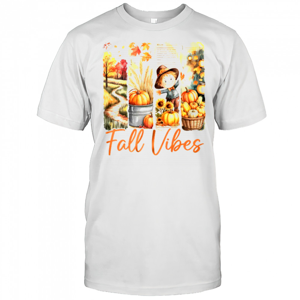 Fall Vibes Pumpkin Girls Autumn Vibes Scarecrow Thanksgiving shirt