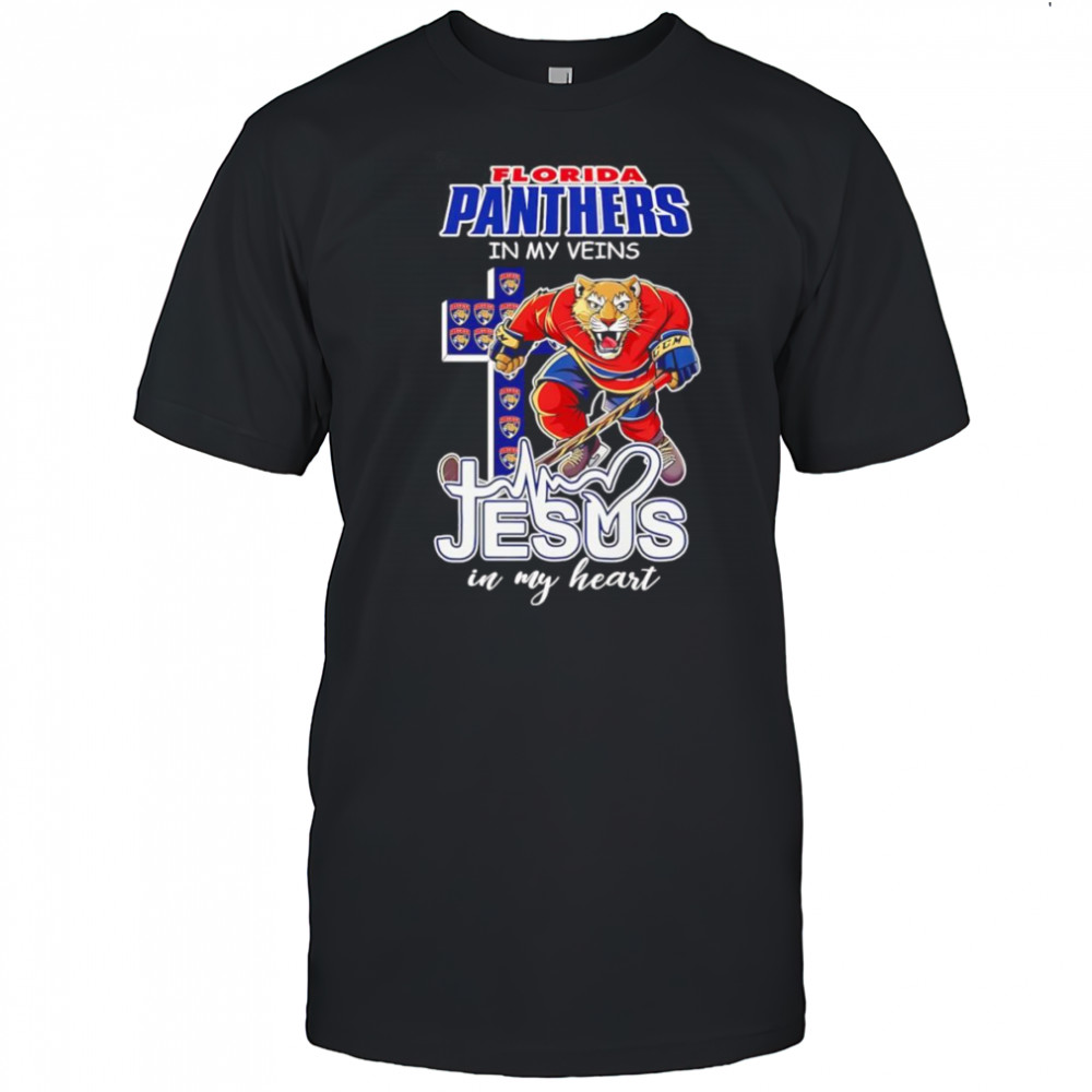 Florida Panthers in my veins Jesus in my heart mascot shirt