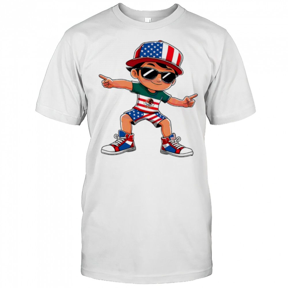 Half Mexican Half American Kid Pride Cartoon shirt