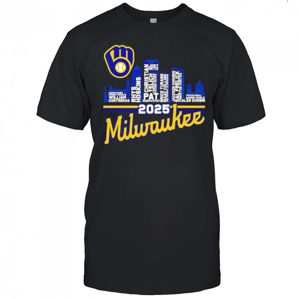 Milwaukee Brewers 2025 skyline name shirt