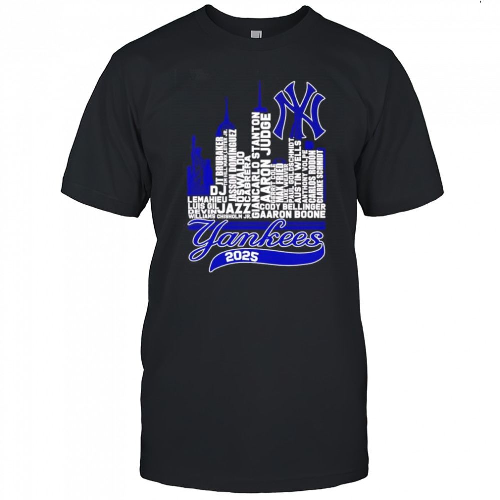 New York Yankees 2025 skyline name shirt