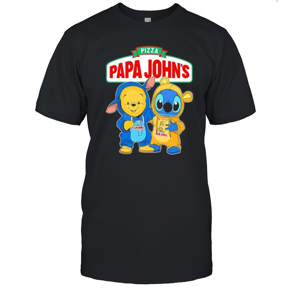Papa john’s pooh and stitch friends shirt