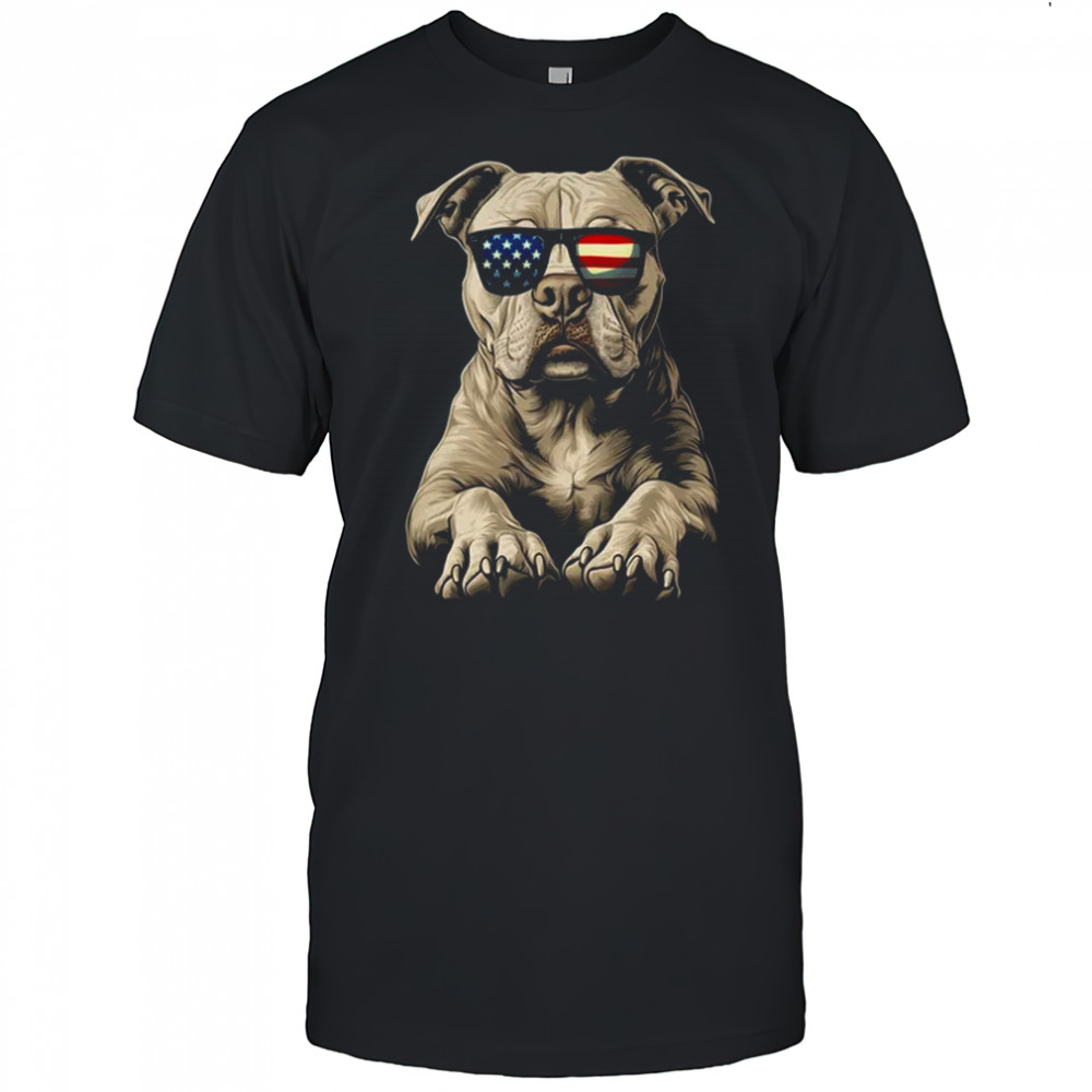 Patriotic Pitbull Dog USA Flag 4th Of July shirt