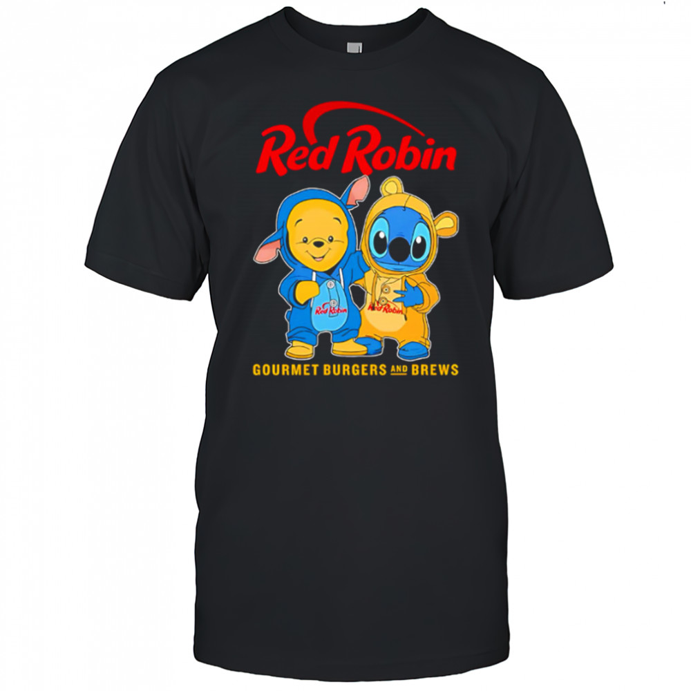 Red robin pooh and stitch friends shirt