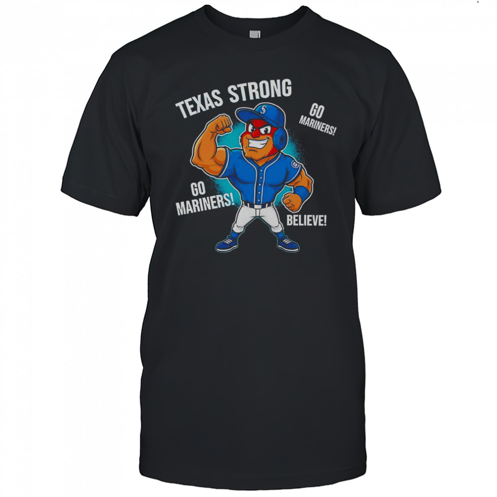 Seattle Mariners Texas Strong Mariner Moose Mascot Cartoon T-Shirt
