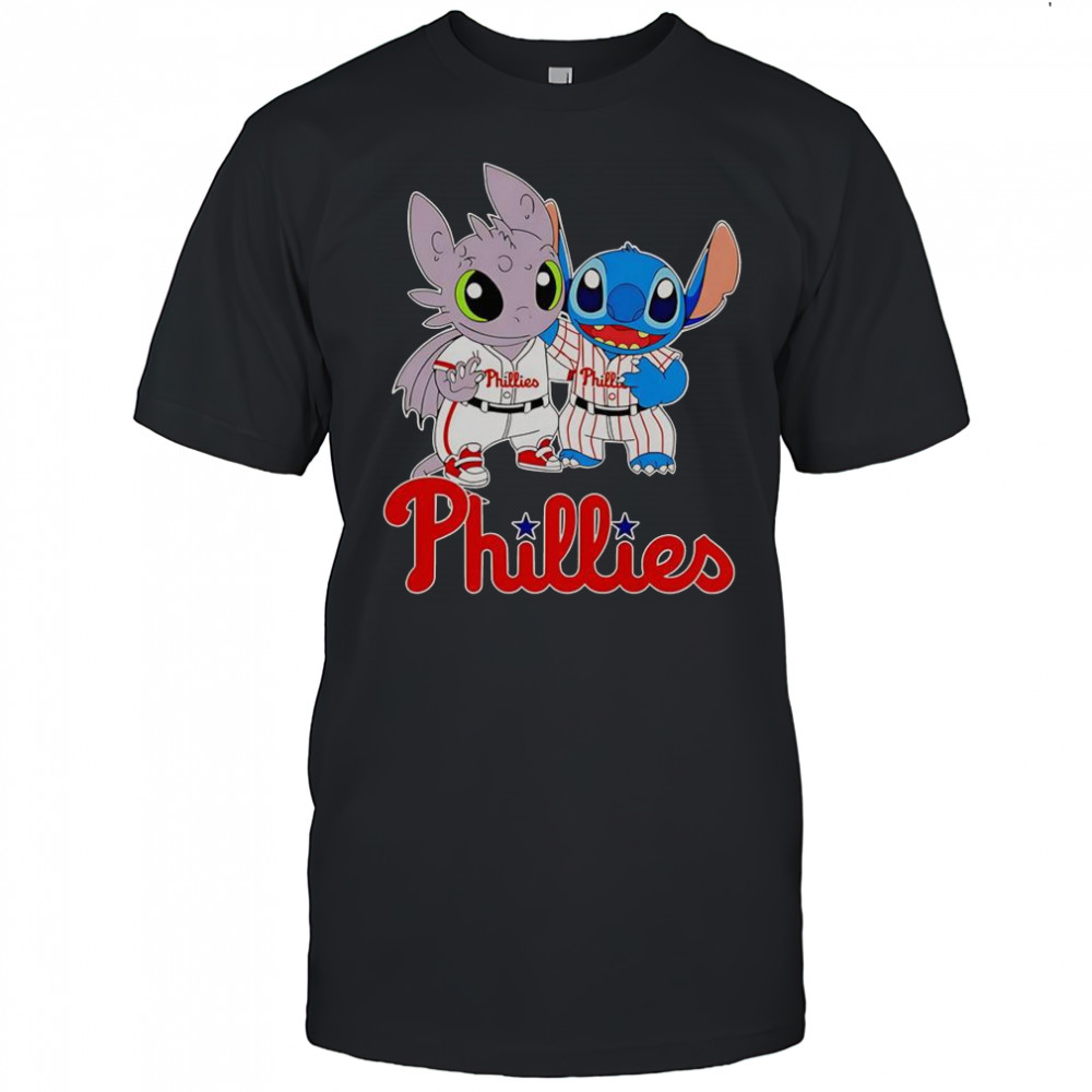 Toothless Night Fury And Stitch Philadelphia Phillies T-Shirt