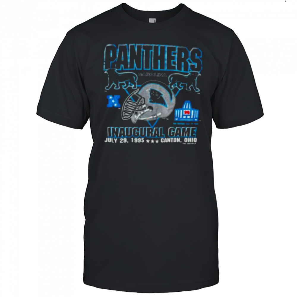 1995 Carolina Panthers Vintage Logo 7 Inaugural Season Hall of Fame Game Full Alternate Cat Logo NFL Shirt