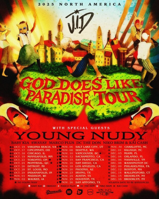 J.I.D Announces “God Does Like Paradise Tour 2025” – Full North America Dates Guests and What Fans Can Expect