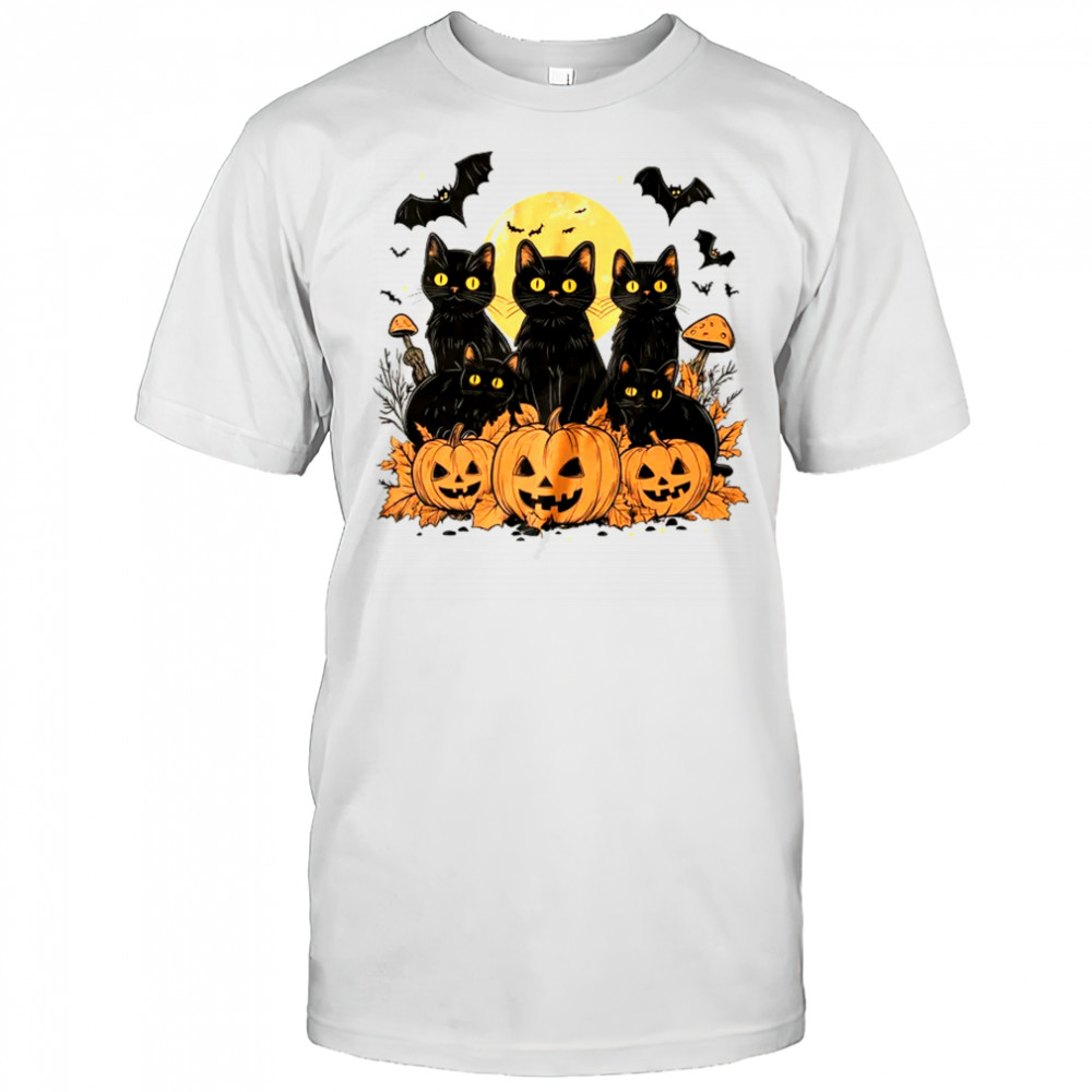 Black Cat Pumpkin Retro Halloween Cat Gothic Spooky Season shirt