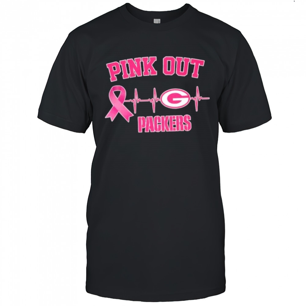 Breast Cancer Awareness Heartbeat Pink Out Green Bay Packers shirt