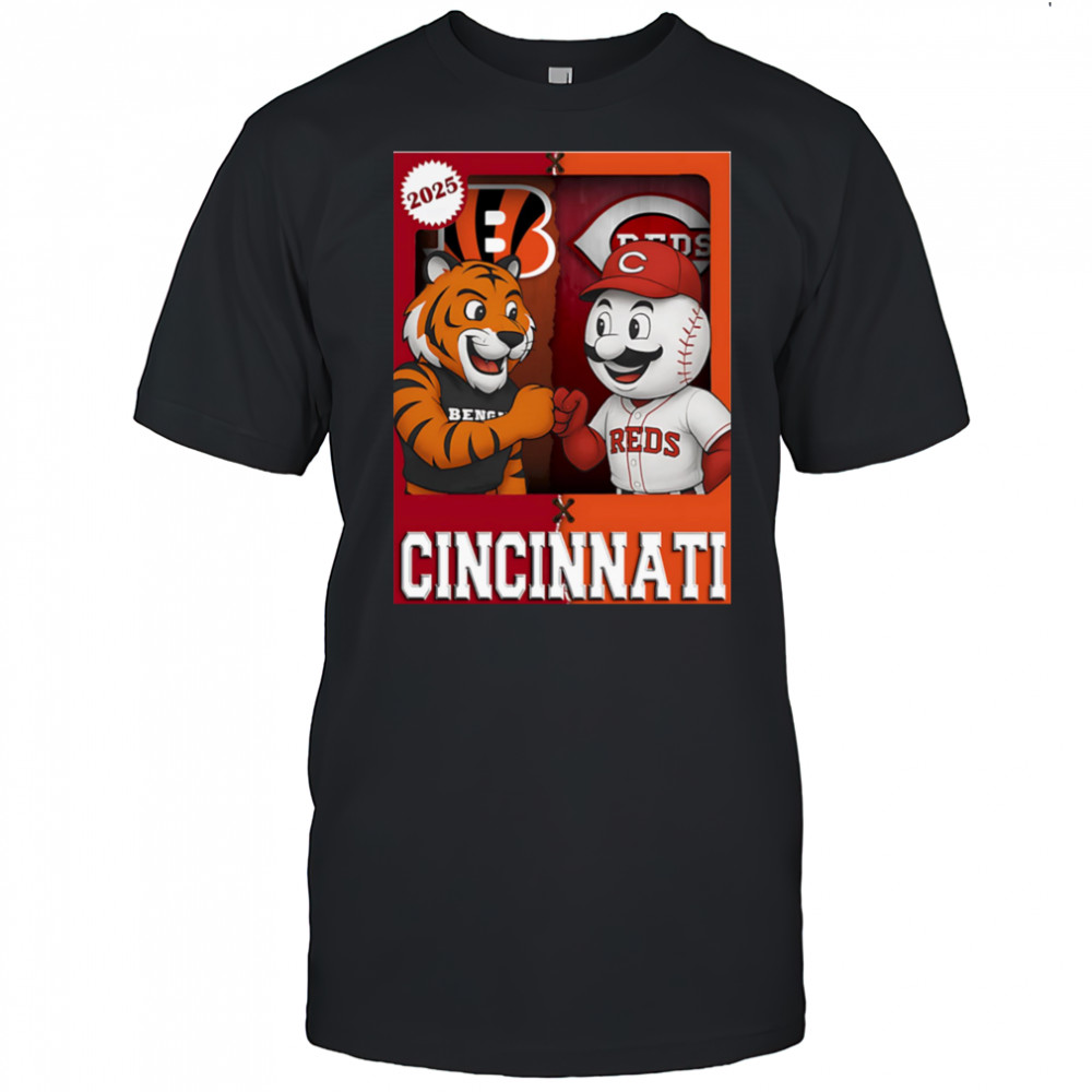 Cincinnati Bengals and Cincinnati Reds mascot play card shirt