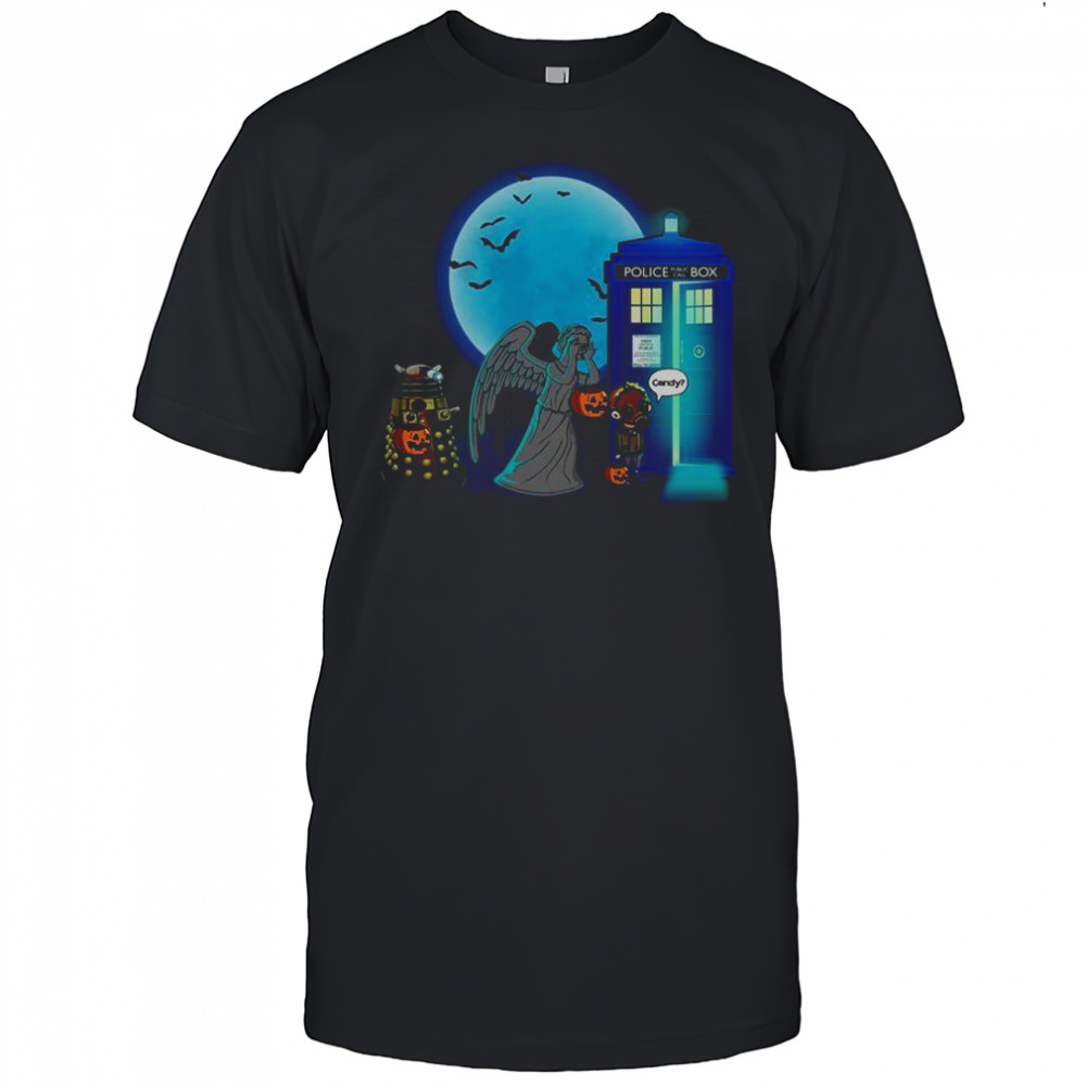 Doctor Who Halloween Tardis Dalek Weeping Angel Trick Or Treat T-Shirt