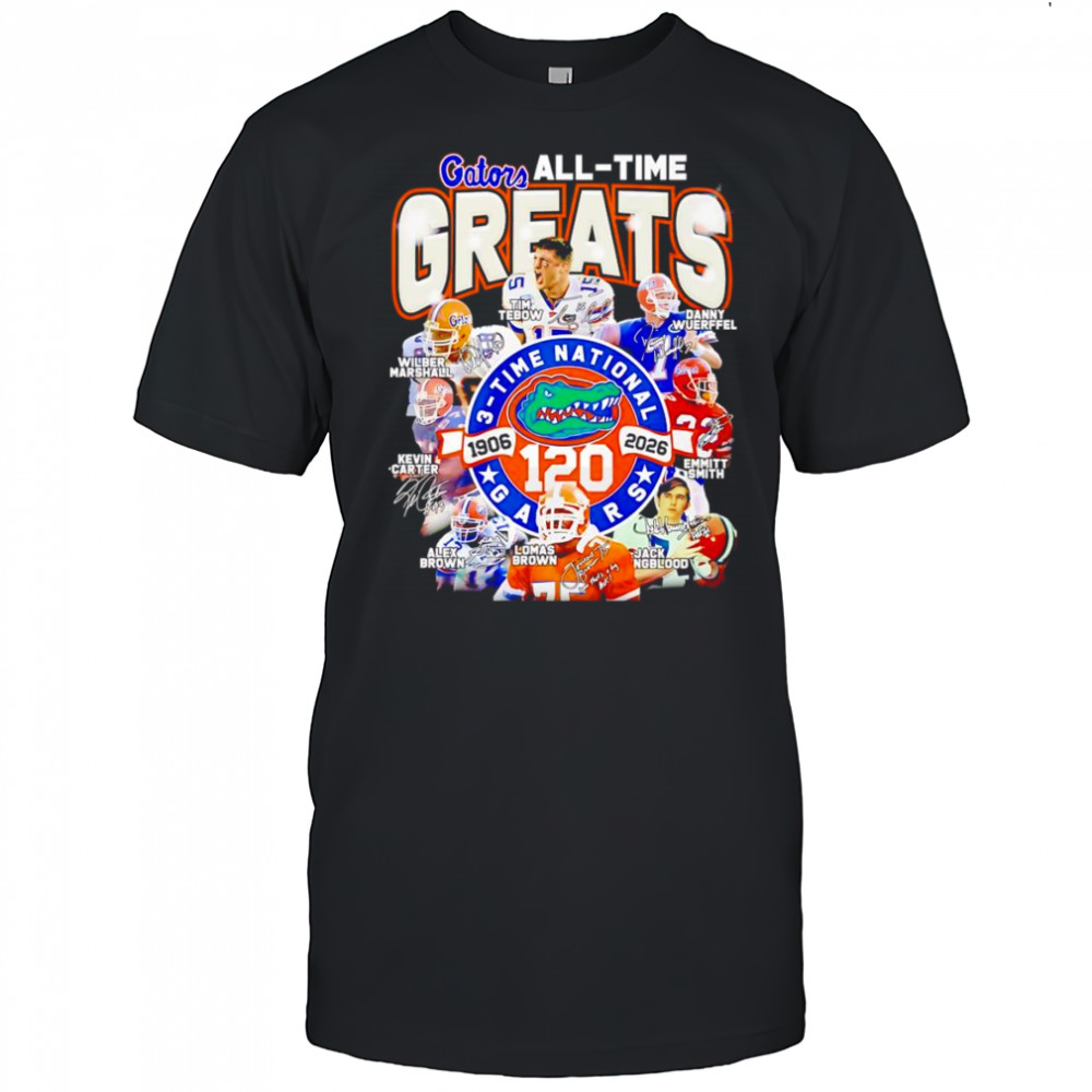 Gators all-time greats 3 time National 1906 2026 signatures shirt