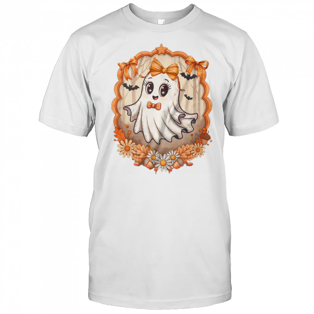 Ghost Fall Halloween Bows Flowers Girly Spooky Season shirt