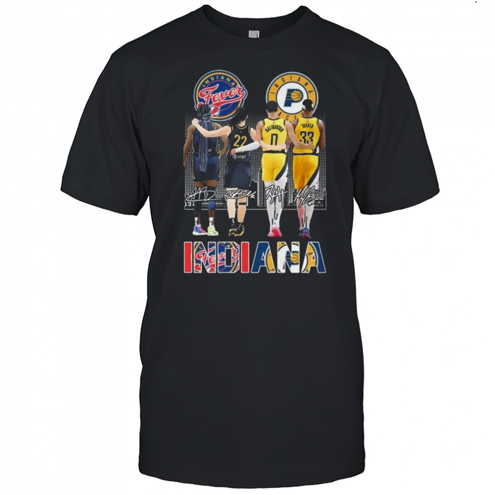 Indiana Fever X Indiana Pacers Players Signatures Skyline 2025 Shirt