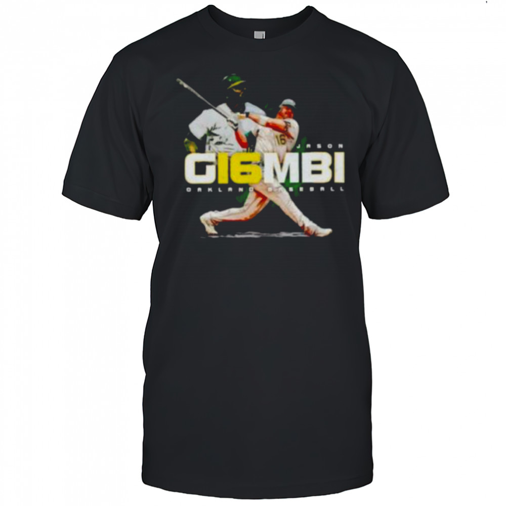 Jason Giambi swing player Oakland baseball shirt