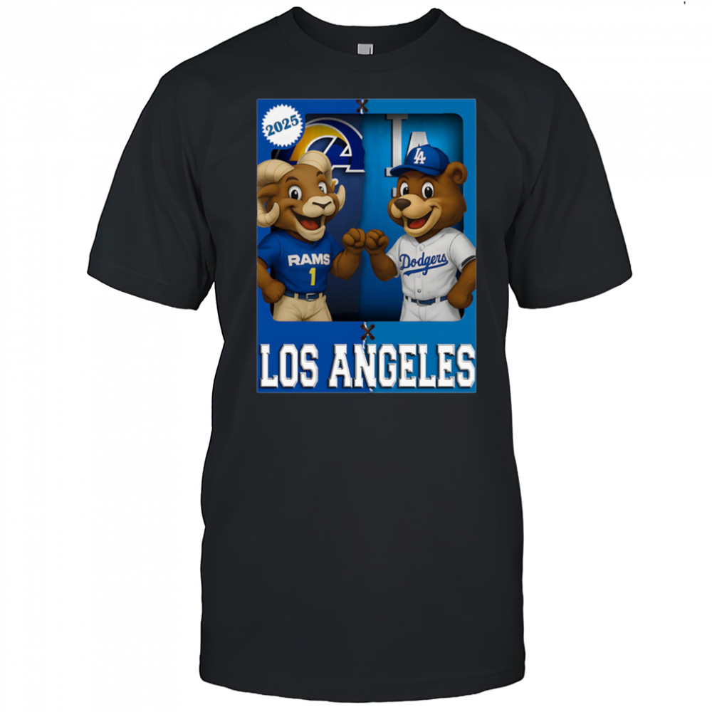 Los Angeles Rams and Los Angeles Dodgers mascot play card shirt