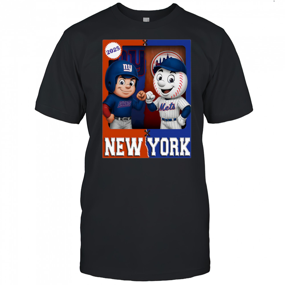 New York Giants and New York Mets mascot play card shirt