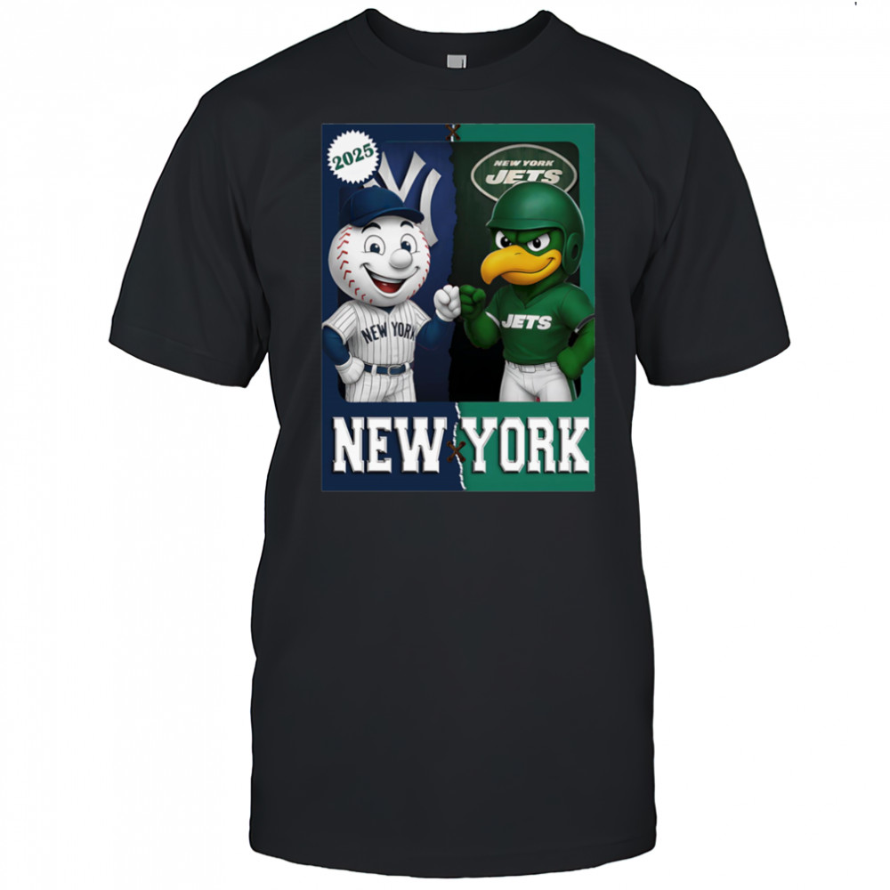 New York Jets and New York Yankees mascot play card shirt