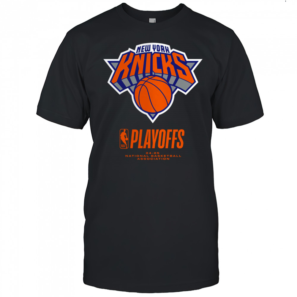 New York Knicks Black 2025 NBA Playoffs Alley Oop T Shirt