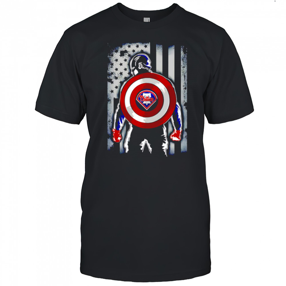 Philadelphia Phillies Captain America Marvel Avengers Flag Baseball shirt