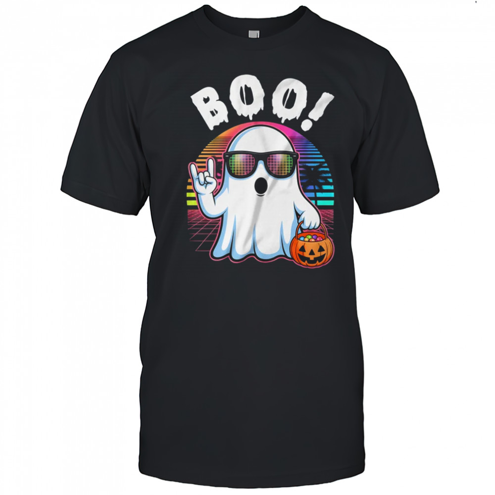 Rock Ghost Retro Halloween Pumpkin Funny Boo Women shirt