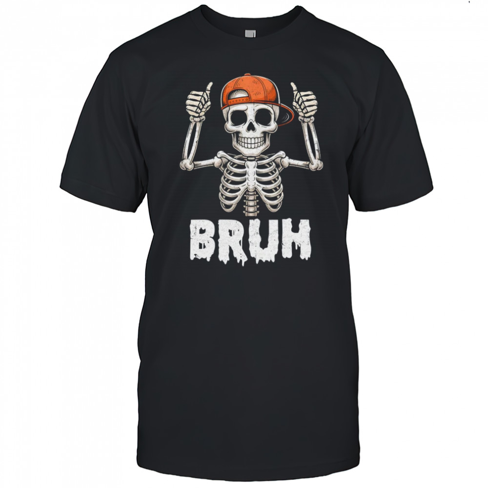 Skeleton Rock On Bruh Halloween For Men Boy Kids Funny shirt
