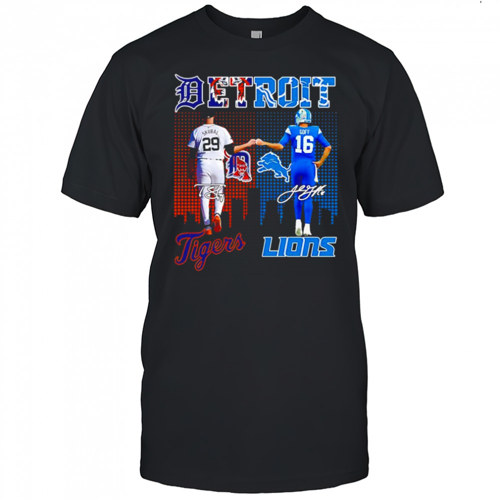 Tarik Skubal Detroit Tigers and Jared Goff Detroit Lions signature shirt