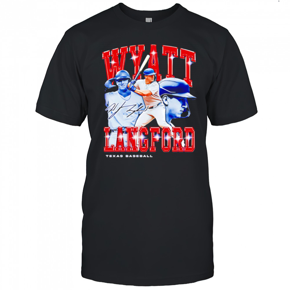 Wyatt Langford Retro Flair Texas baseball signatue shirt