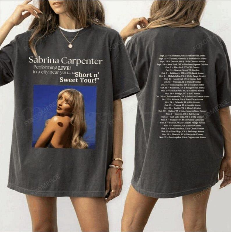 Double Sided Sabrina Carpenter Short N’ Sweet Tour Shirt