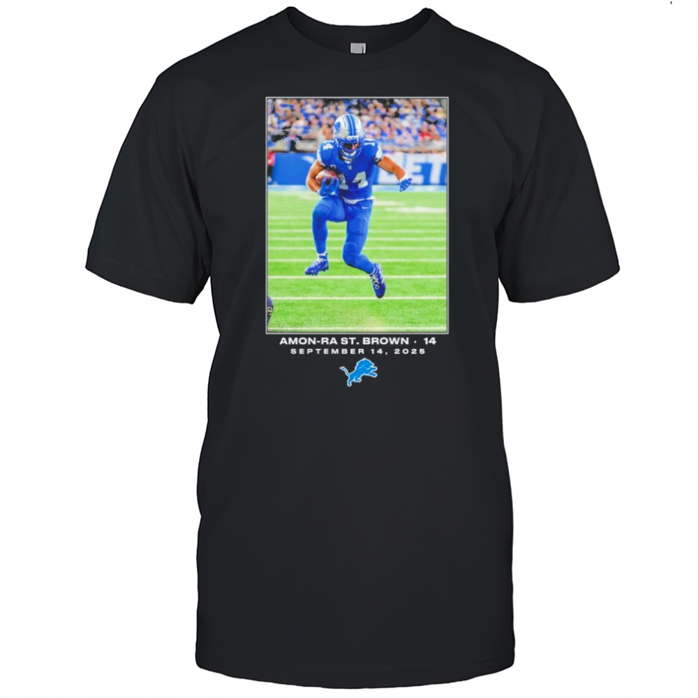 Amon-Ra St. Brown Detroit Lions NFL Flash Features Week 2 September 14 2025 T-Shirt