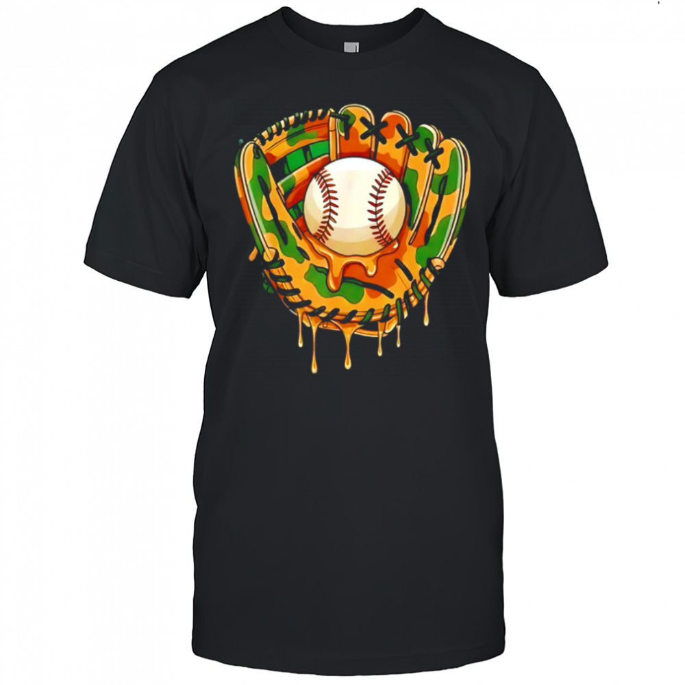 Baseball Glove with Dripping Honey Camouflage Pattern shirt