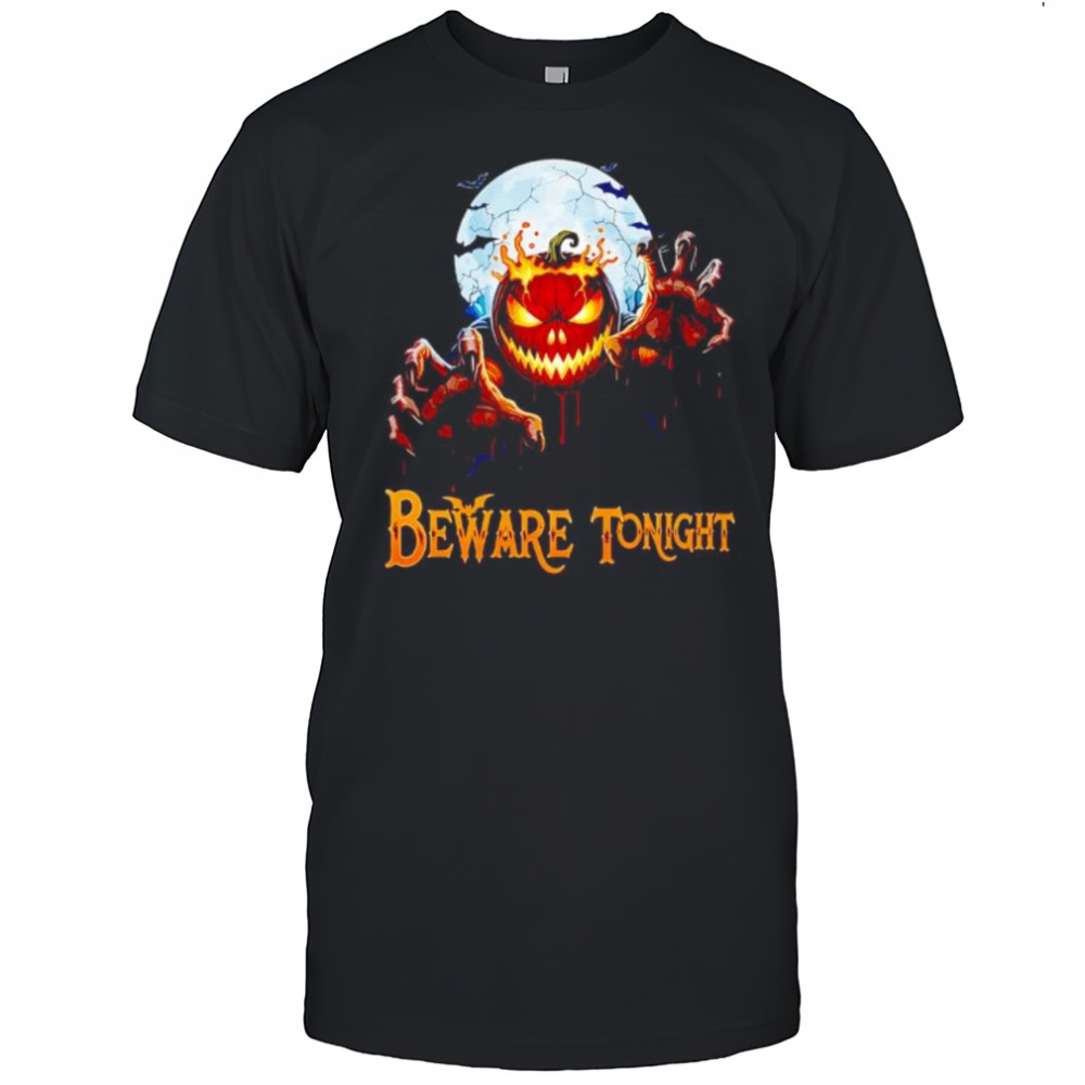 Beware Tonight Fiery Pumpkin Monster Halloween 2025 shirt