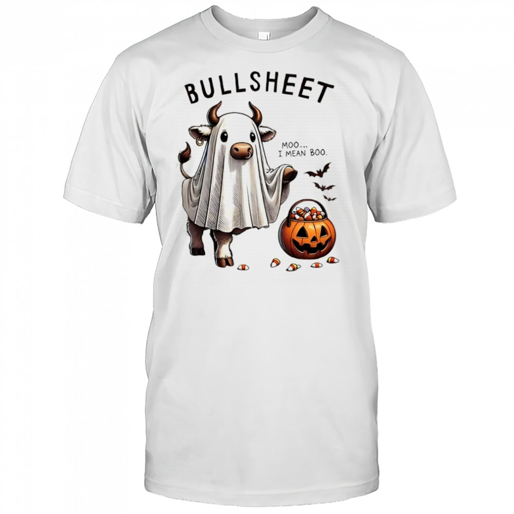Bullsheet Moo I mean Boo Halloween Cow shirt
