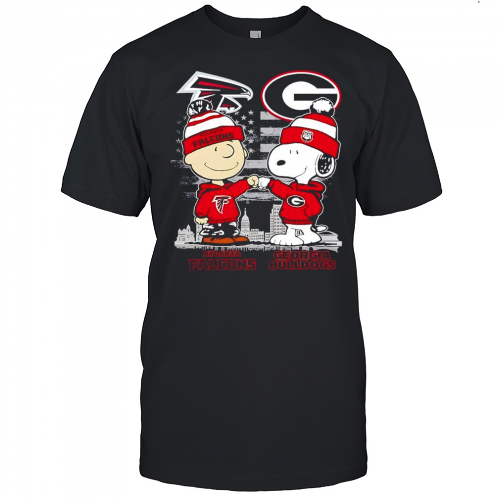 Charlie Brown and Snoopy x Atlanta Falcons Georgia Bulldogs logo shirt