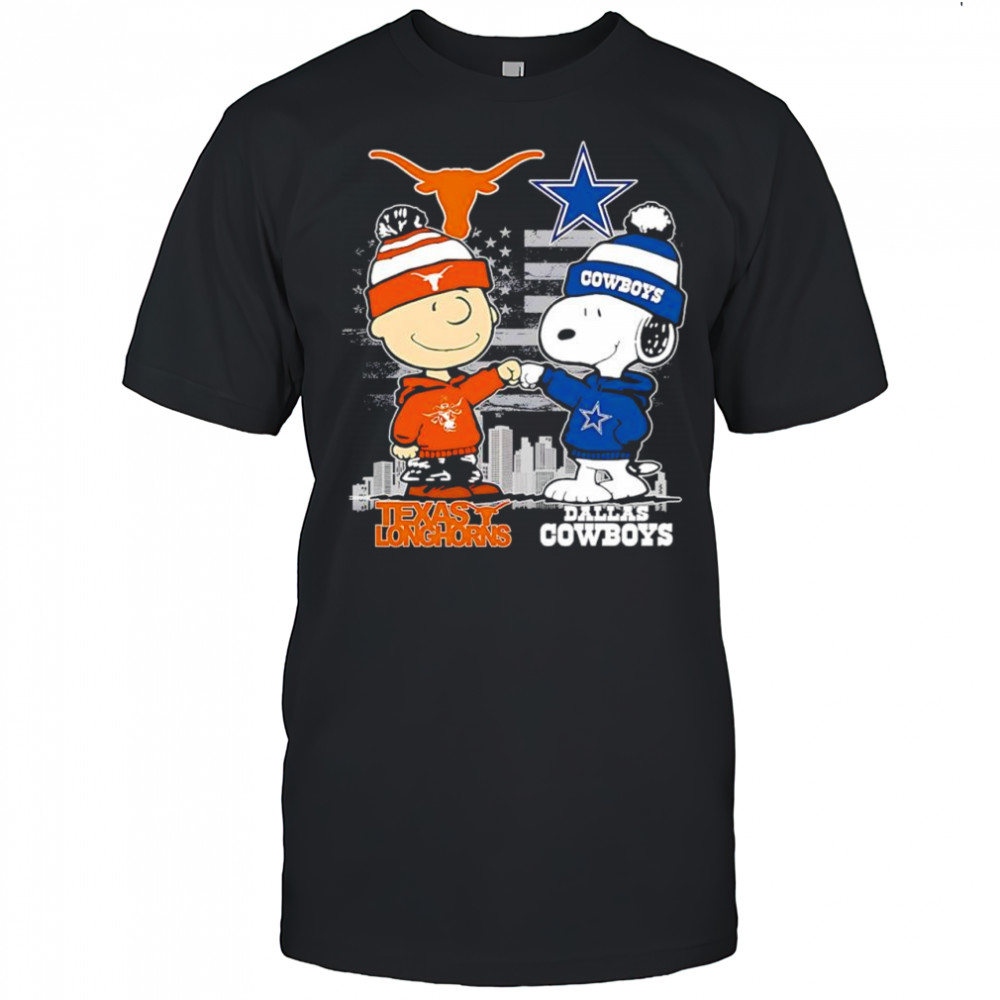 Charlie Brown and Snoopy x Dallas Cowboys Texas Longhorns logo shirt