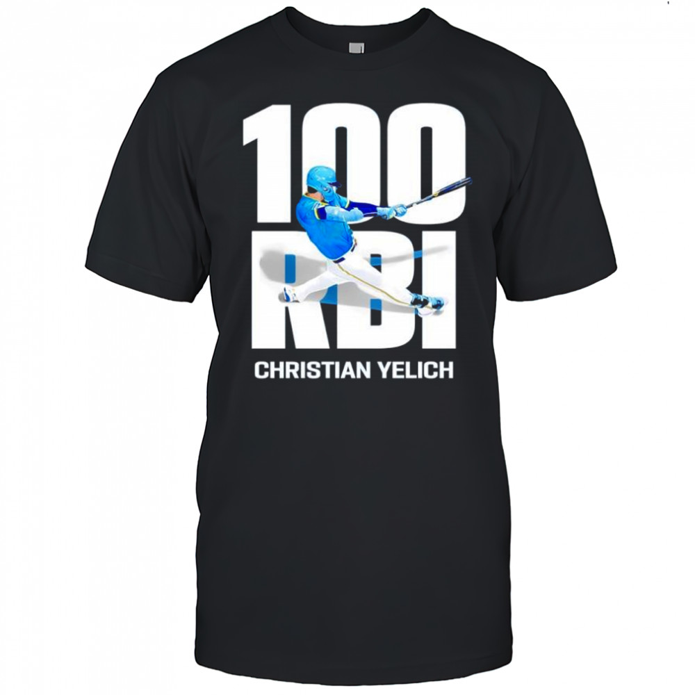 Christian Yelich Milwaukee Brewers baseball Back in the 100 club shirt