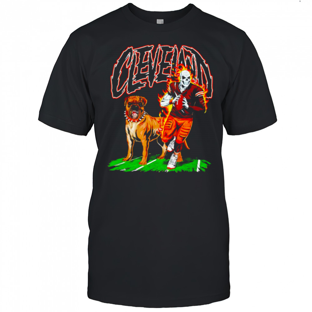 Cleveland Browns Skeleton Football Player and Dog shirt