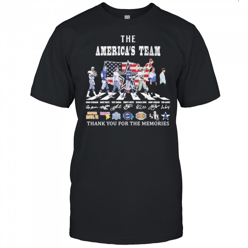 Dallas Cowboys The America’s Team Thank You For The Memories Road Abbey Signatures T-shirt