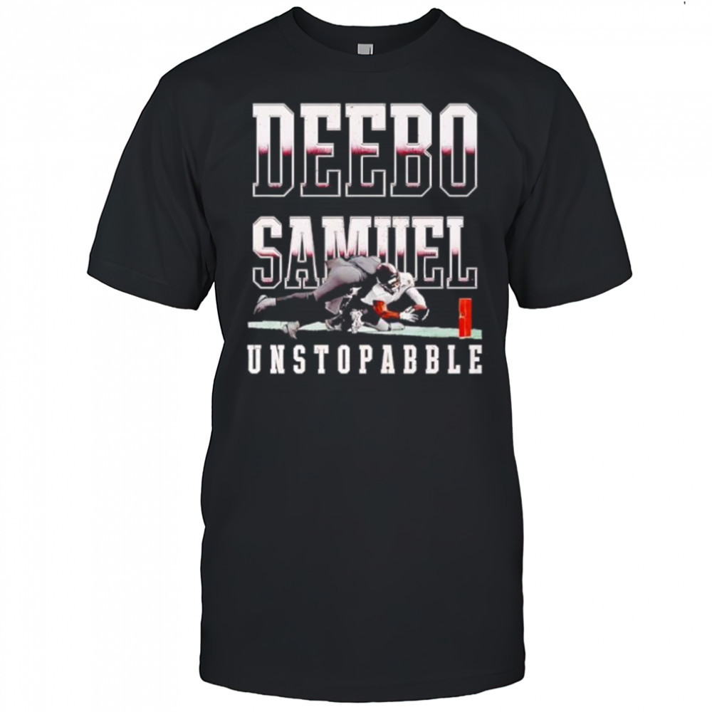 Deebo Samuel Unstoppable football player reaching for pylon shirt