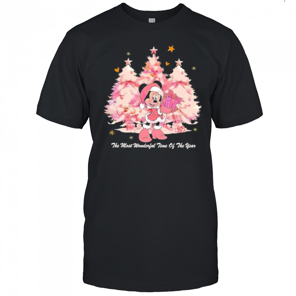 Disney Minnie Mouse Christmas Pink Tree The Most Wonderful Time Of The Year shirt