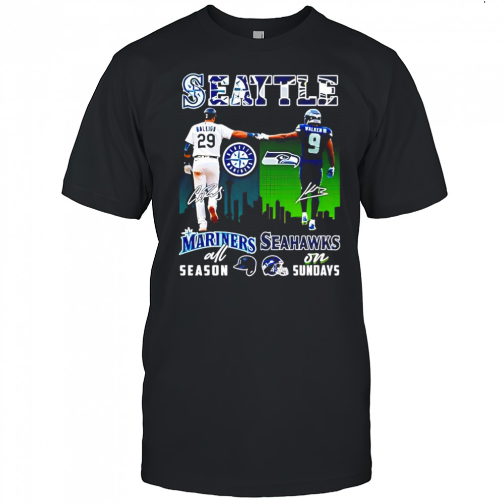 Eugenio Suárez Seattle Mariners all season x Kenneth Walker III Seattle Seahawks on Sundays signatures shirt