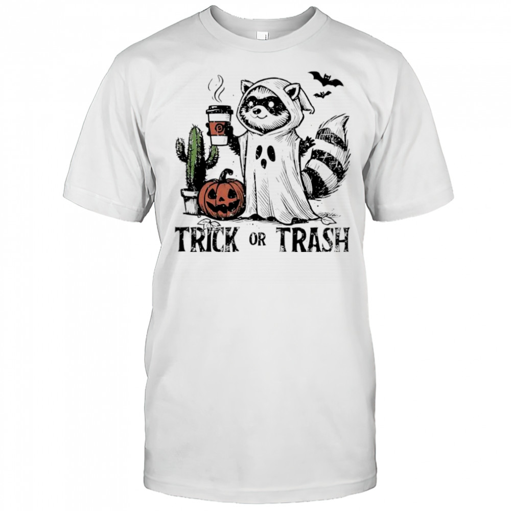 Ghost Raccoon Trick Or Trash Halloween shirt