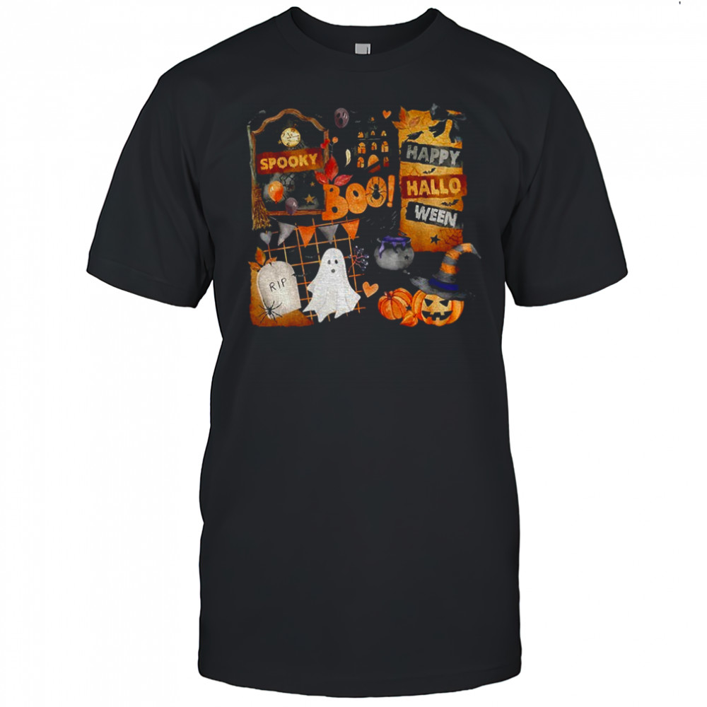 Ghost spooky boo pumpkin Happy Halloween autumn vibes shirt