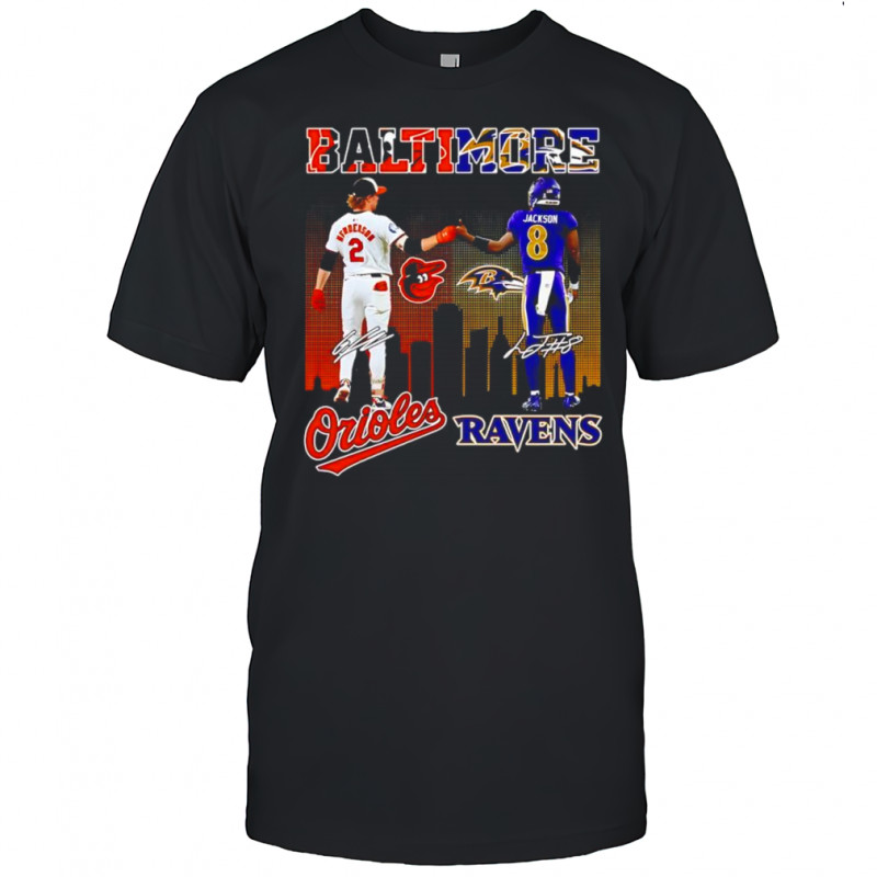 Gunnar Henderson Baltimore Orioles and Lamar Jackson Baltimore Ravens signature shirt