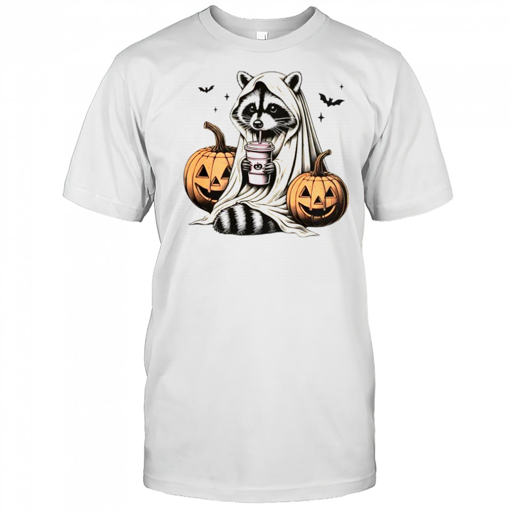 Halloween Cute Raccoon Pumpkin Spooky Season Retro shirt