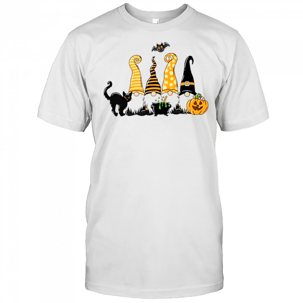 Halloween Gnomes and Cat bat pumpkin shirt