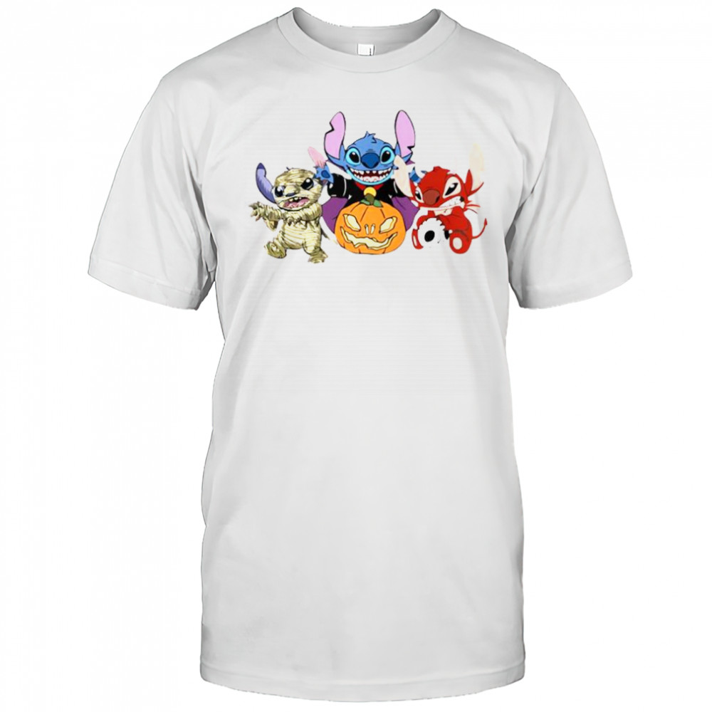 Halloween Stitch Characters Pumpkin Mummy Vampire Devil T-Shirt